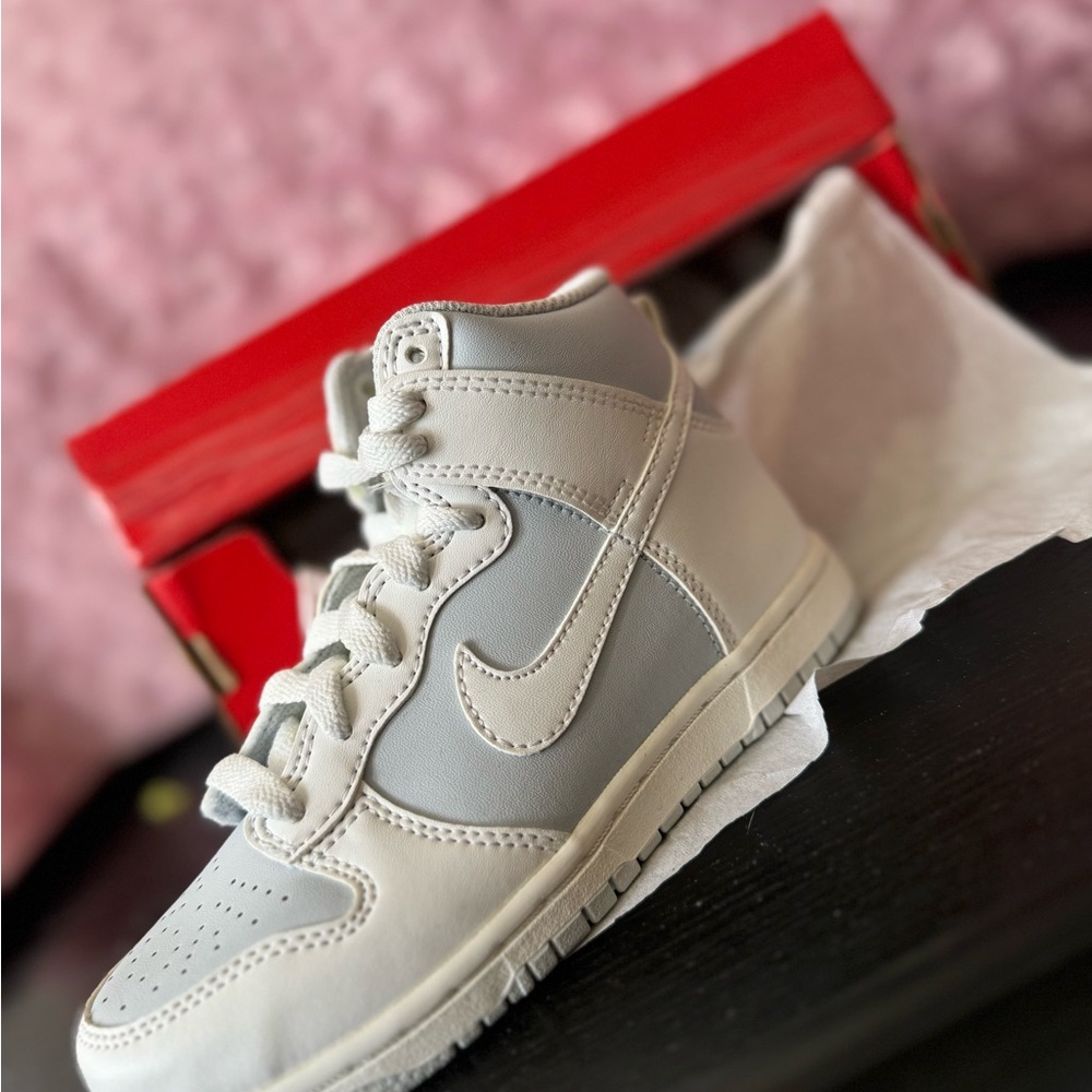 Nike White and Gray High-Top Sneakers